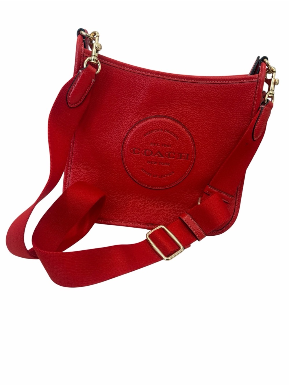 Coach CA290 Dempsey File Bag Leather Crossbody in Miami Red - Picture 3 of 10